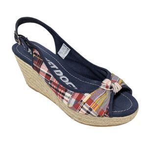 ROCKET DOGย PlaidโPeeptoe Wedge Espadrillesโ7.5